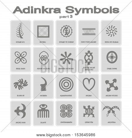 set of monochrome icons with adinkra symbols for your design