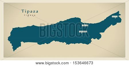 Modern Map - Tipaza DZ Algeria vector