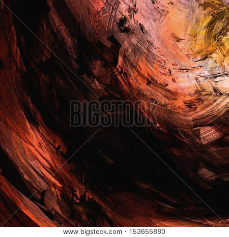 Abstract grunge stained and striped dynamic background in brown orangeyellow colors