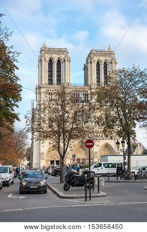 PARIS FRANCE - OCTOBER 11 2015: Notre-Dame de Paris (French for 