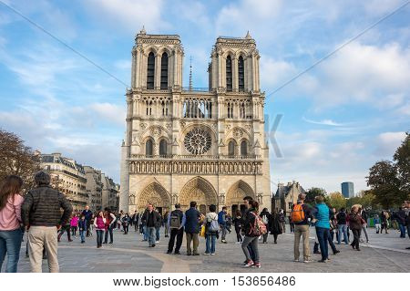 PARIS FRANCE - OCTOBER 11 2015: Notre-Dame de Paris (French for 