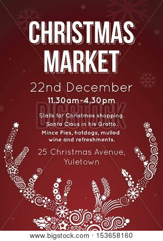 Christmas Market Invitation Flyer Vector Illustration Poster