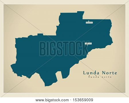Modern Map - Lunda Norte AO Angola vector