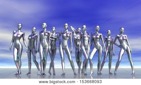 Digital 3D Illustration Of Manikins