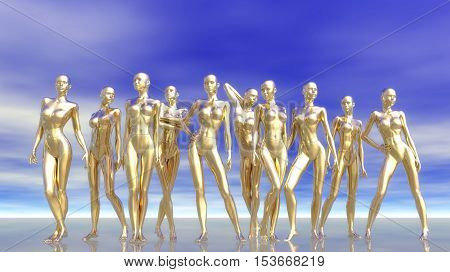 Digital 3D Illustration Of Manikins