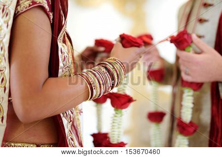 Amazing Hindu Wedding Ceremony. Details Of Traditional Indian Wedding.