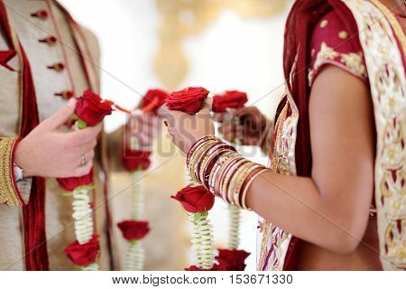 Amazing Hindu Wedding Ceremony. Details Of Traditional Indian Wedding.