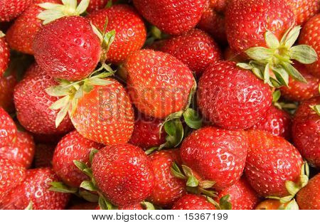Erdbeeren-Hintergrund. Reife Erdbeeren Nahaufname.