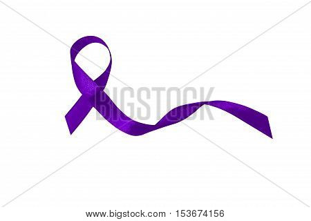 Ribbons of lavender, the concept of the world day of fight against cancer. Purple ribbon isolated on white background.