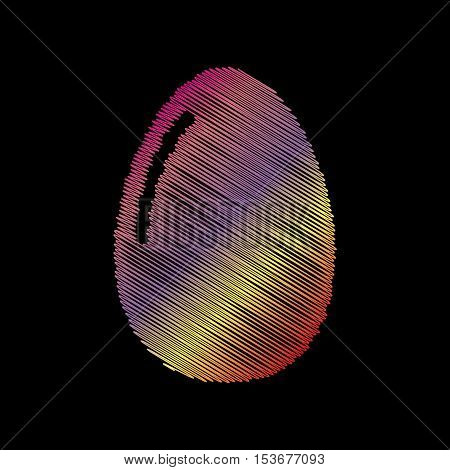 Chiken Egg Sign. Coloful Chalk Effect On Black Backgound.