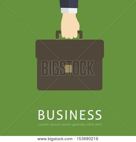 Flat Design of Businessman Holding A Briefcase