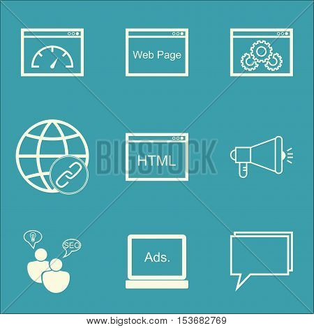 Set Of Advertising Icons On Digital Media, Conference And Coding Topics. Editable Vector Illustratio