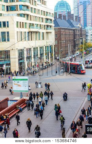 The Hague the Netherlands - October 27 2016: shopping district of The Hague
