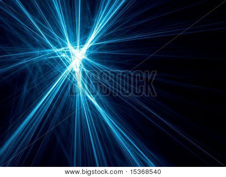 Abstract blue fractal created from lines.