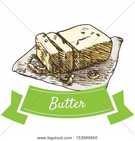 Butter colorful illustration. Vector illustration of breakfast.
