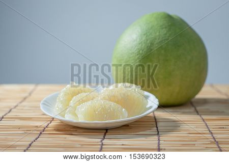 Sweet Green pomelo fruit with slice pomelo