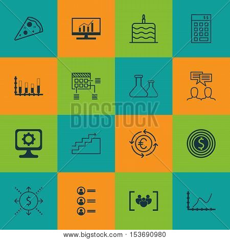 Set Of 16 Universal Editable Icons. Can Be Used For Web, Mobile And App Design. Includes Icons Such