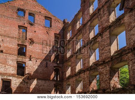 Destroyed the old mill in the village of Uriatino TarusaRussia.