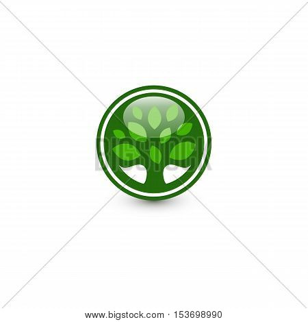 Isolated abstract green color round shape tree logo. Leaf logotype. Natural cosmetics icon. Eco system element. Organic products sign. Healthcare emblem. Vector leaf illustration