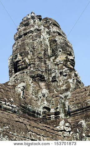 ankgor wat famous buddhist old landmark temple ruins detail near siem reap cambodia