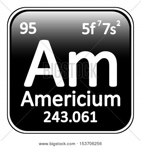 Periodic table element americium icon on white background. Vector illustration.