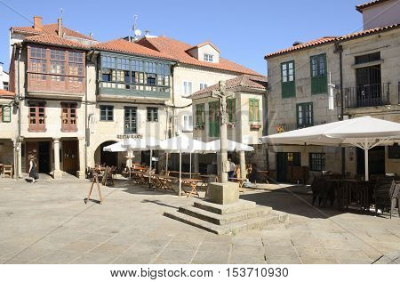 PONTEVEDRA, SPAIN - AUGUST 6, 2016: Cross in a plaza in the city of Pontevedra Galicia Spain.