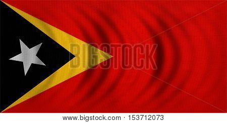 East Timorese national official flag. Patriotic symbol banner element background. Correct colors. Flag of East Timor wavy with real detailed fabric texture accurate size illustration