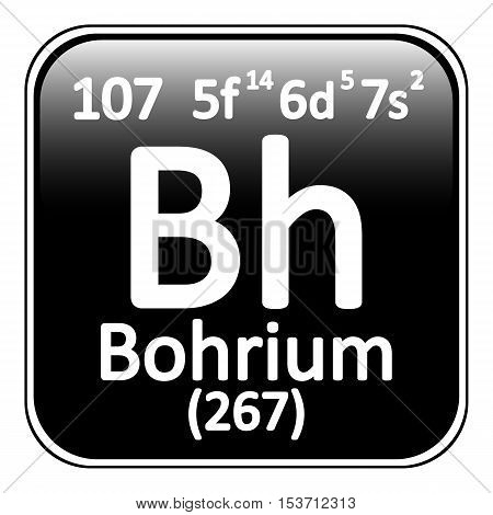 Periodic table element bohrium icon on white background. Vector illustration.