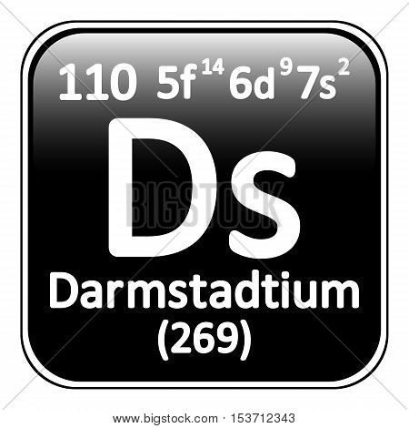 Periodic table element darmstadtium icon on white background. Vector illustration.
