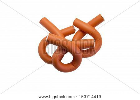 Colorful foamy bended hair rollers isolated on white