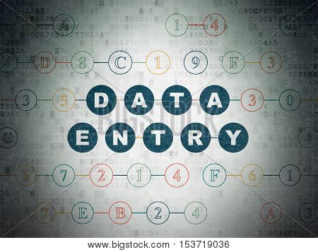 Data concept: Painted blue text Data Entry on Digital Data Paper background with Hexadecimal Code