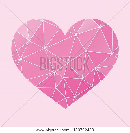Geometric Heart Vector - Polygon Heart Color Cartoon Flat Pink Illustration Stock