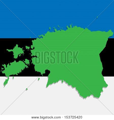 Map of Estonia depicted in the background of the national flag