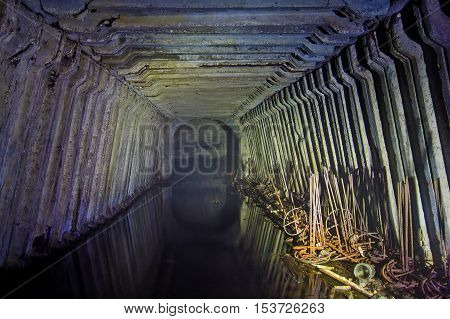 Flooded abandoned coal mine in Tkvarcheli, Abkhazia, Georgia