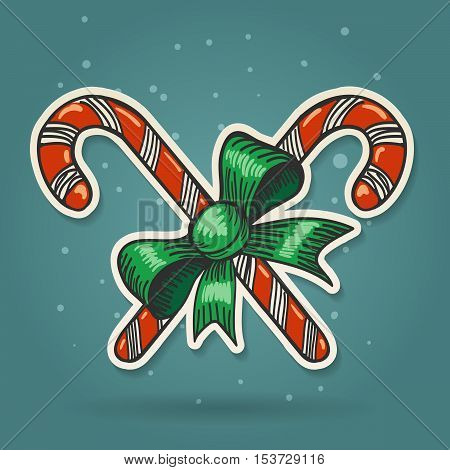 Paper cut Candy Canes Christmas decoration element winter holidays symbol. Vector illustration.