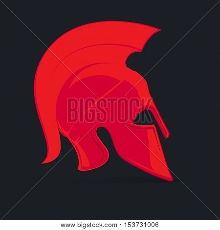 Antiques Roman or Greek helmet for head protection soldiers with a crest of feathers or horsehair with slits for the eyes and mouth vector illustration