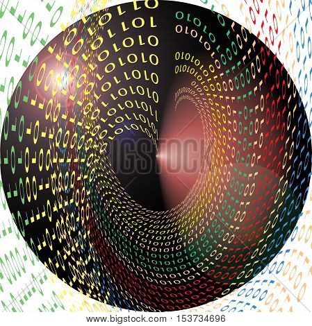 Abstract color background of the curved lines and amazing circle with visual effects and binary code null and zero,good for your project design
