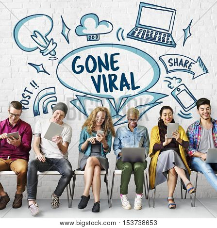 Social Media Viral Ideas Outside Box Sketch Concept