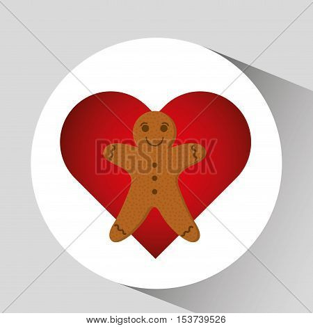 gingerman cookie cartoon happy and hearts vector illustration