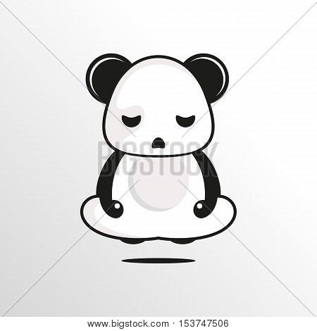 zen panda character with calm and clean background
