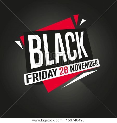 Black Friday sale black sticker vector isolated. Discount or special offer price sign on Black Friday.