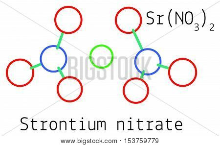 SrN2O6 Strontium nitrate molecule isolated on white