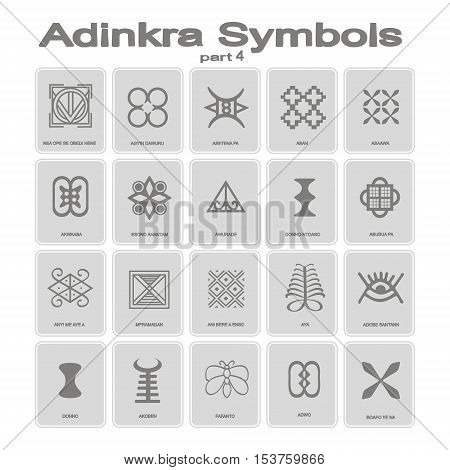 set of monochrome icons with adinkra symbols for your design