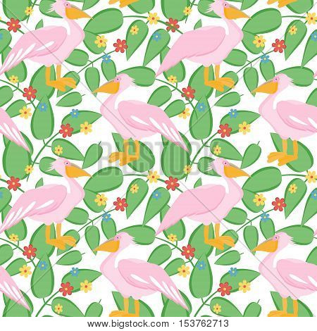 Pelican bird seamless pattern background. Vector illustration