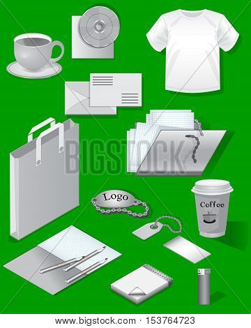 Mock-up for a business or company. Set of isolated objects. Vector illustration.