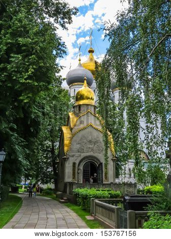 MOSCOW, RUSSIA - JUNE 25 2016: Saint Ambrose's church in the Novodevichy Convent