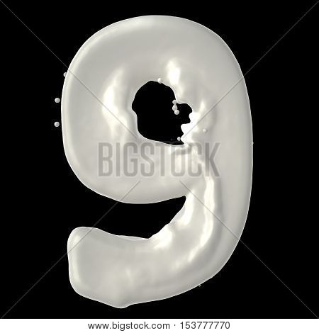 number 9 milk on a black background