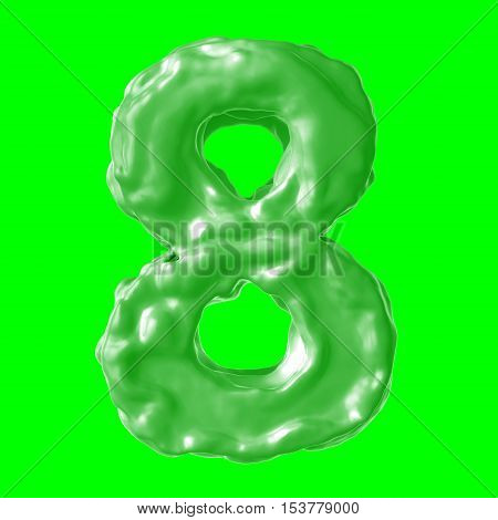 number 8 green milk on hroma key