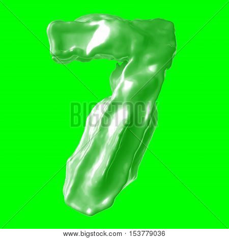 number 7 green milk on hroma key