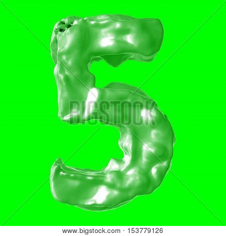 number 5 green milk on hroma key